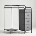Armadio aperto con cassetti dalle linee moderne, nero e grigio, per la casa